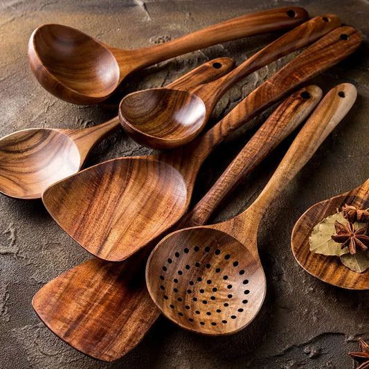 Tropical Elegance Artisan crafted Teak Wood Culinary Essentials Collection