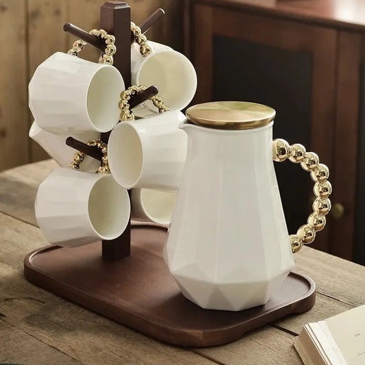 Purity Elegance, White Ceramic Tea Set Kettle for Timeless Brewing